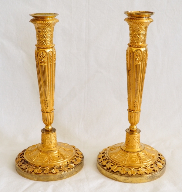 Pair of Empire ormolu candlesticks, early 19th century circa 1810