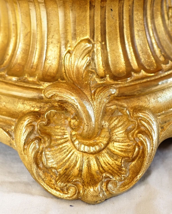 Pair of tall Canton porcelain and ormolu lamp bases or potiches
