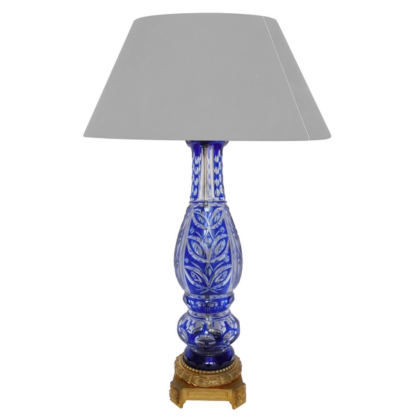 Tall Baccarat overlay crystal and ormolu mounted lamp - France mid 19th century