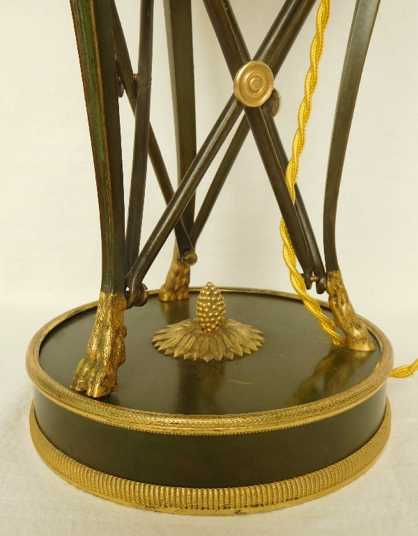 Large patinated bronze and ormolu desk lamp - Empire Restoration period