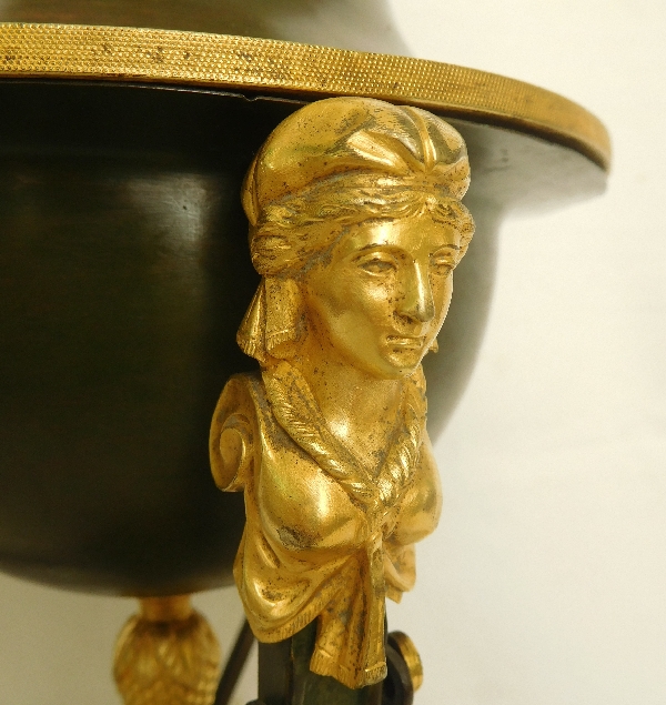 Large patinated bronze and ormolu desk lamp - Empire Restoration period