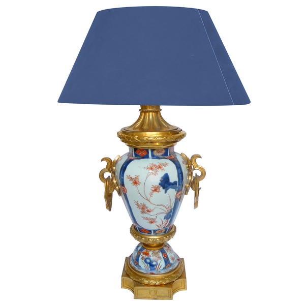 Imari porcelain potiche lamp, rich gilt bronze decoration, Napoleon III - mid 19th century