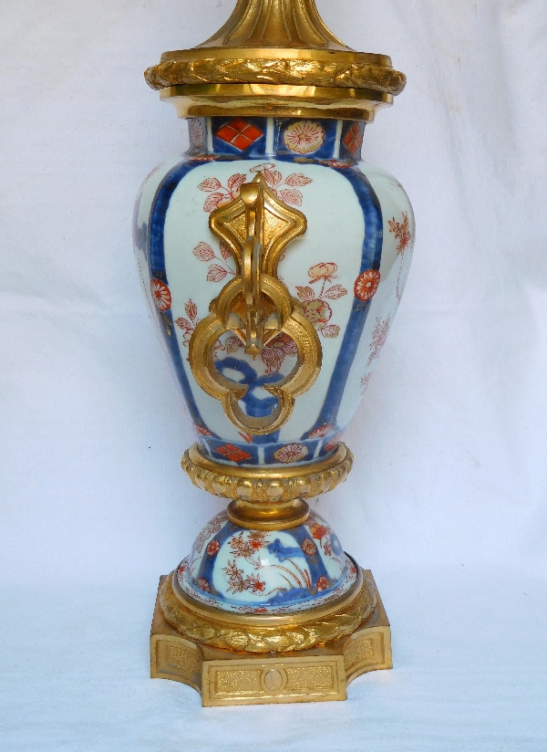 Imari porcelain potiche lamp, rich gilt bronze decoration, Napoleon III - mid 19th century