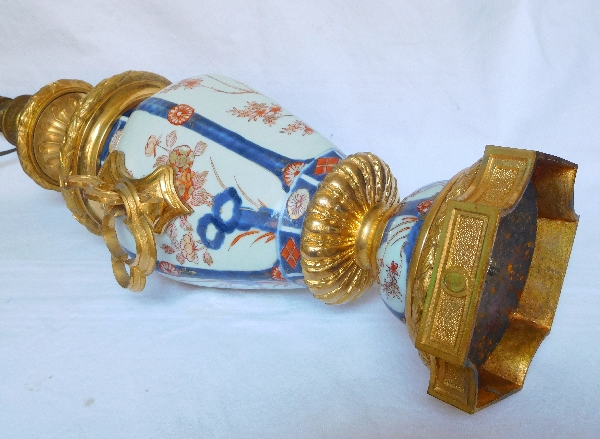 Imari porcelain potiche lamp, rich gilt bronze decoration, Napoleon III - mid 19th century