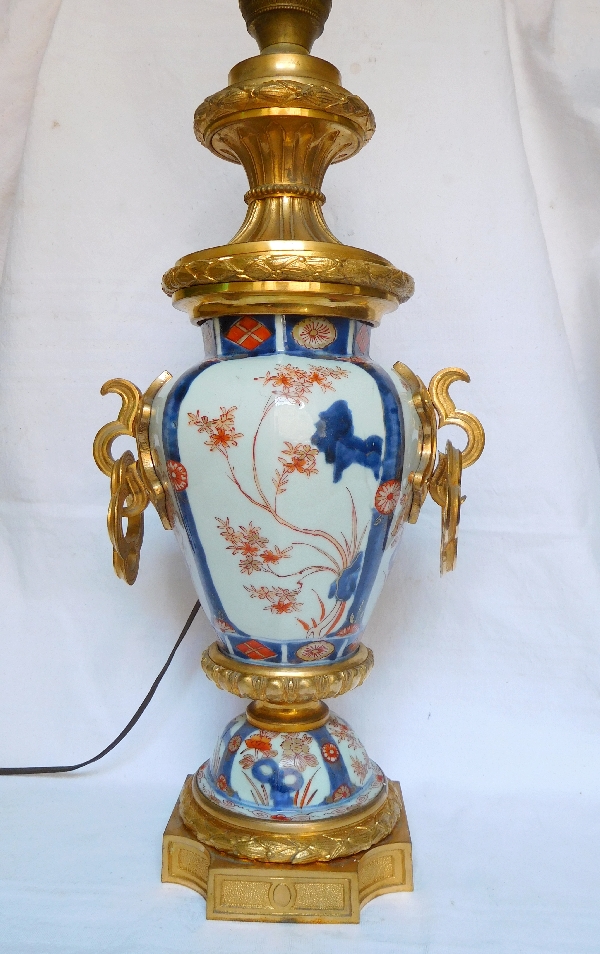 Imari porcelain potiche lamp, rich gilt bronze decoration, Napoleon III - mid 19th century