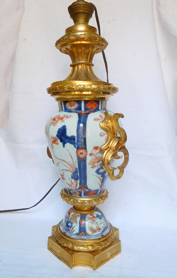 Imari porcelain potiche lamp, rich gilt bronze decoration, Napoleon III - mid 19th century