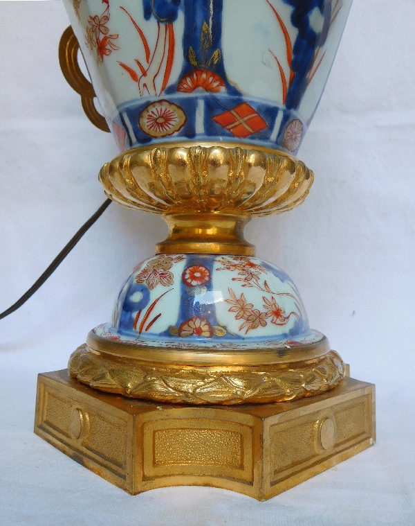 Imari porcelain potiche lamp, rich gilt bronze decoration, Napoleon III - mid 19th century