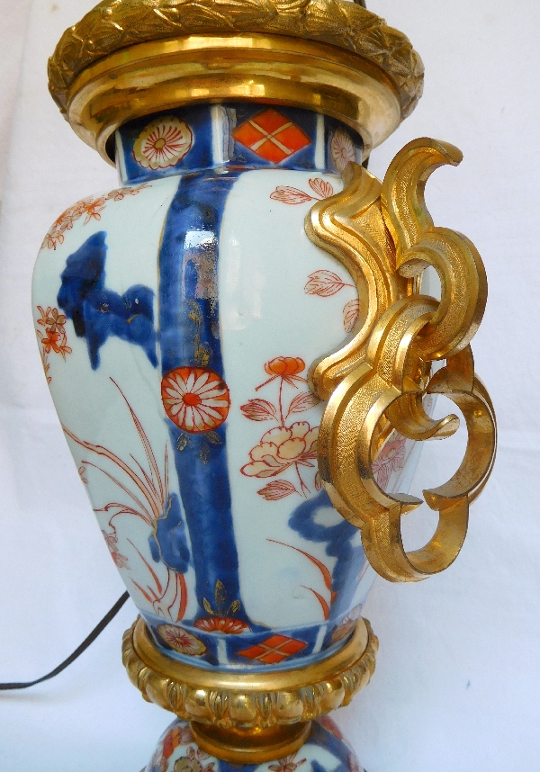 Imari porcelain potiche lamp, rich gilt bronze decoration, Napoleon III - mid 19th century