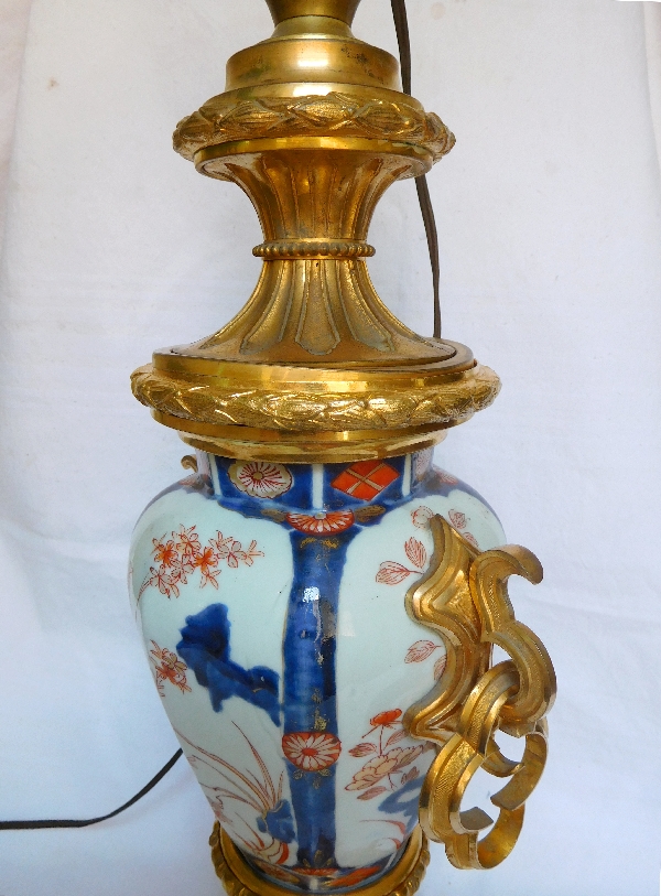 Imari porcelain potiche lamp, rich gilt bronze decoration, Napoleon III - mid 19th century