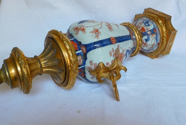 Imari porcelain potiche lamp, rich gilt bronze decoration, Napoleon III - mid 19th century