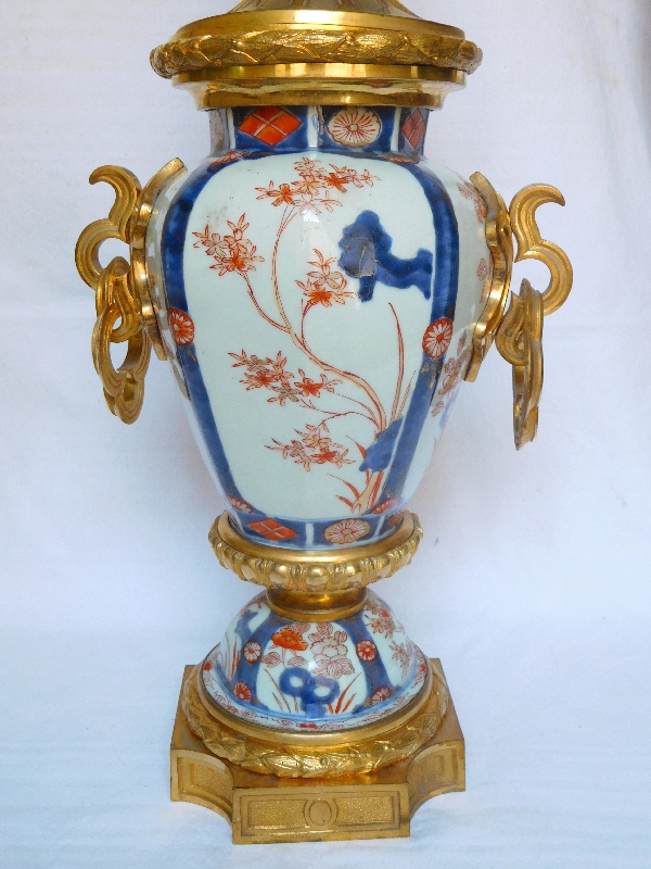 Imari porcelain potiche lamp, rich gilt bronze decoration, Napoleon III - mid 19th century