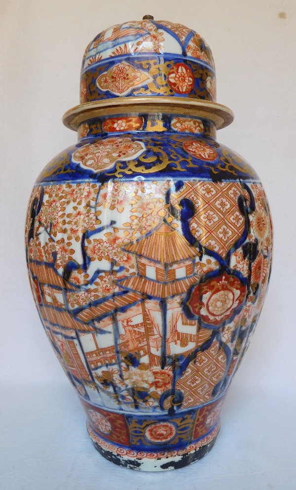 Imari Japanese porcelain potiche lamp, Napoleon III, 19th century