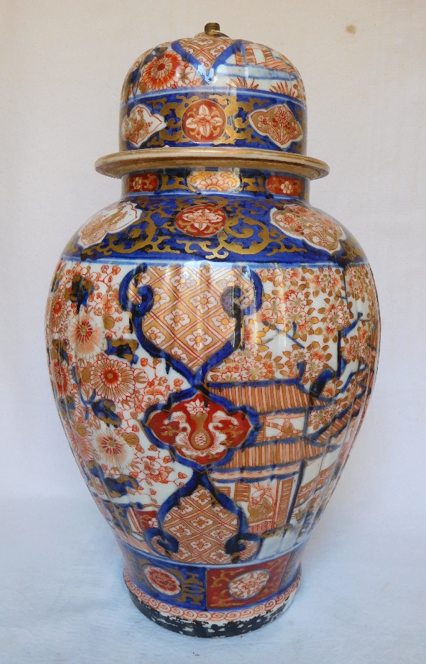 Imari Japanese porcelain potiche lamp, Napoleon III, 19th century