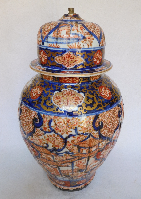 Imari Japanese porcelain potiche lamp, Napoleon III, 19th century