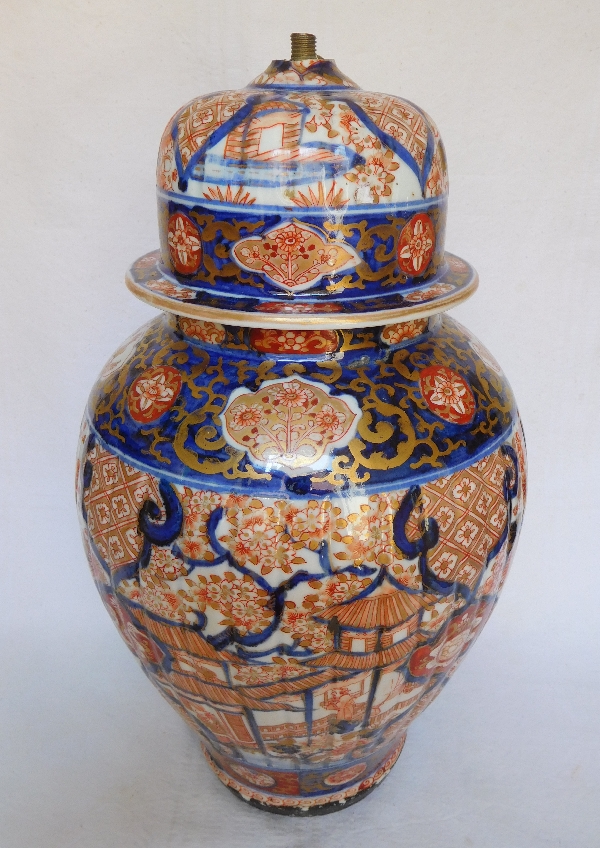 Lampe potiche en porcelaine Imari, Japon, époque XIXe Napoleon III