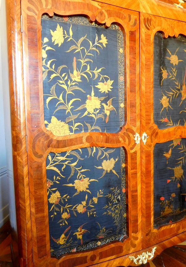 Pierre Macret : rosewood and lacquer Louis XV wardrobe - stamped