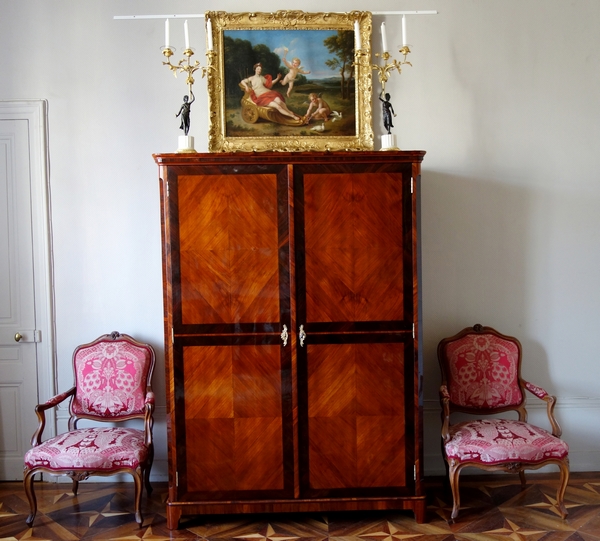 Claude Charles Saunier : large marquetry wardrobe - Louis XV Transition period - stamped