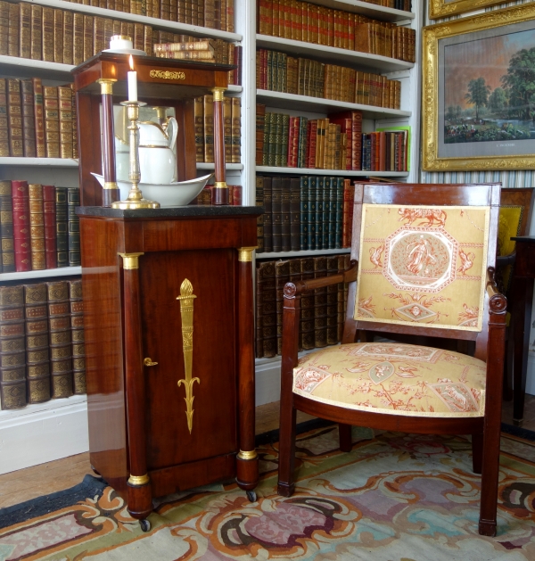 Mahogany & ormolu washstand for a man, Empire period - early 19th century circa 1810