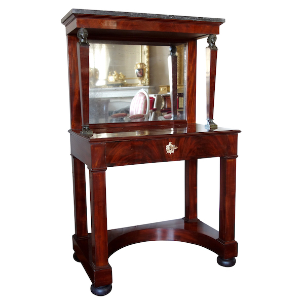 Empire mahogany, ormolu and patinated bronze working table, early 19th century circa 1800.