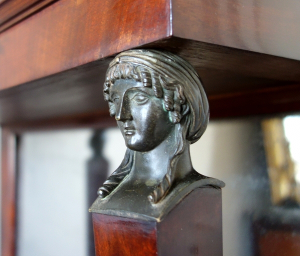 Empire mahogany, ormolu and patinated bronze working table, early 19th century circa 1800.