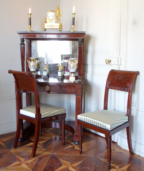 Bureau bonheur du jour - table de toilette d'époque Empire Consulat en acajou