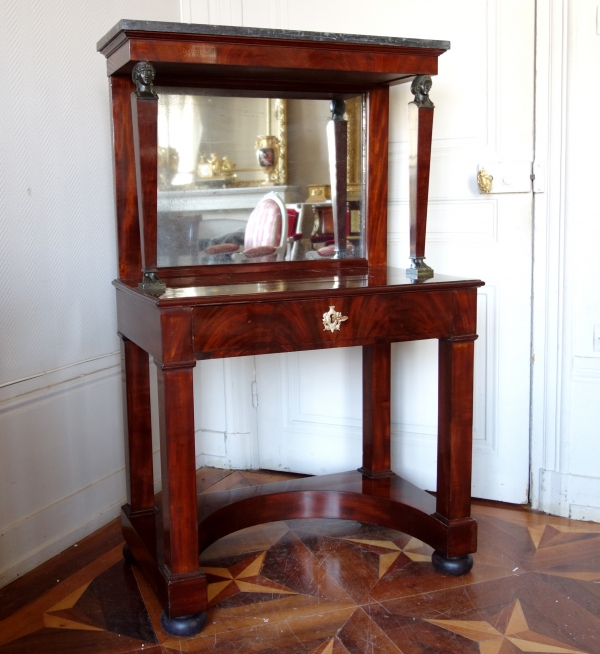 Bureau bonheur du jour - table de toilette d'époque Empire Consulat en acajou