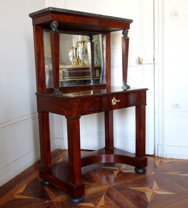 Empire mahogany, ormolu and patinated bronze working table, early 19th century circa 1800.