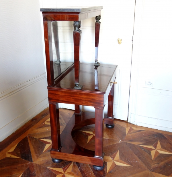 Empire mahogany, ormolu and patinated bronze working table, early 19th century circa 1800.