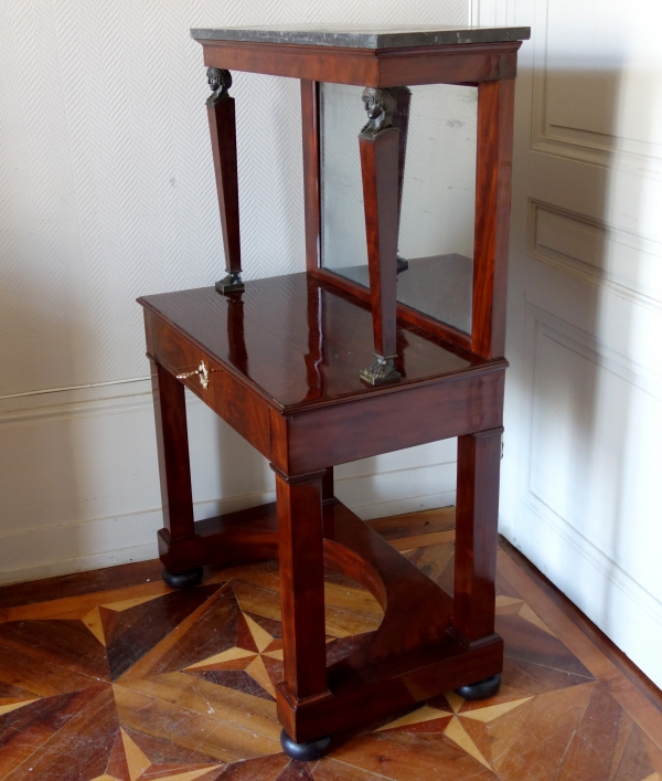 Bureau bonheur du jour - table de toilette d'époque Empire Consulat en acajou