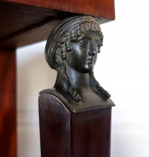 Empire mahogany, ormolu and patinated bronze working table, early 19th century circa 1800.