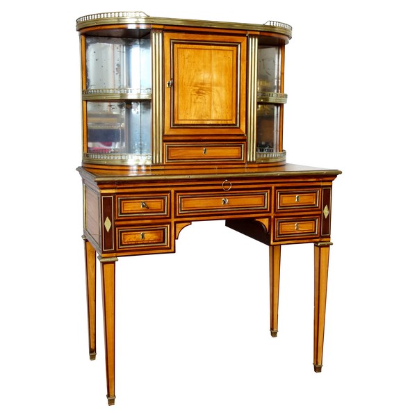 Bureau de dame dit bonheur du jour d'époque Louis XVI, citronnier et amarante