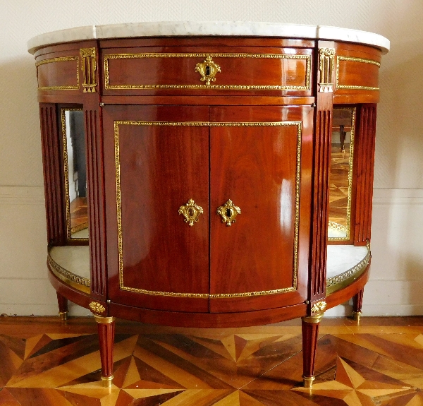 Jean-François Leleu : commode à porte / buffet desserte en acajou d'époque Louis XVI, estampillée