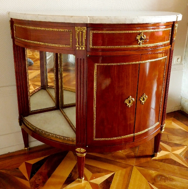 Jean-François Leleu : commode à porte / buffet desserte en acajou d'époque Louis XVI, estampillée