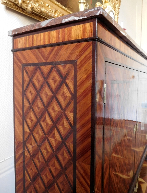 Large Louis XVI rosewood and violet wood marquetry buffet, 18th century