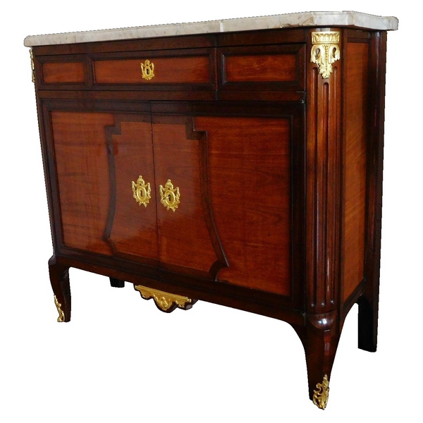 Buffet, commode à portes, meuble d'entre-deux en acajou et bois rose, époque Transition