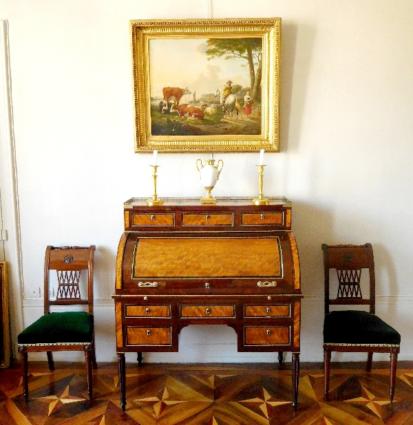 Louis XVI mahogany and lemon tree cylinder desk - France early 19th century circa 1800