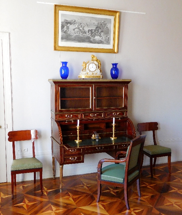 Louis XVI mahogany cylinder desk - France circa late 18th century 1780-90