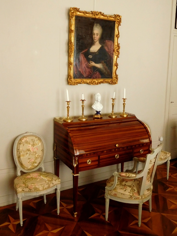 Louis XVI mahogany cylinder desk stamped Macret, circa 1780