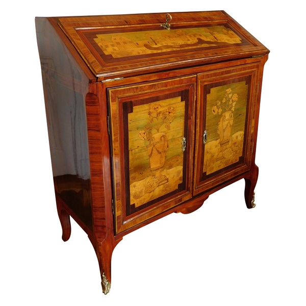 Topino : marquetry writing desk, Transition period - 18th century - stamped