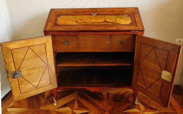 Topino : marquetry writing desk, Transition period - 18th century - stamped