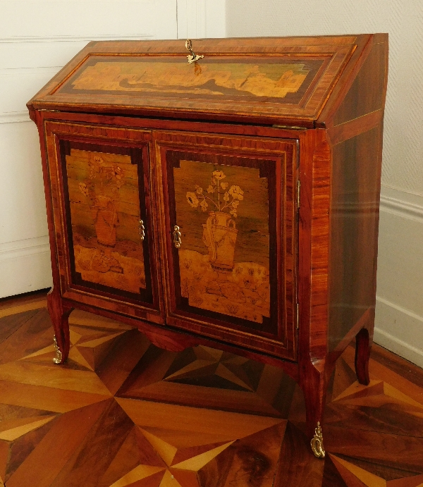 Topino : marquetry writing desk, Transition period - 18th century - stamped