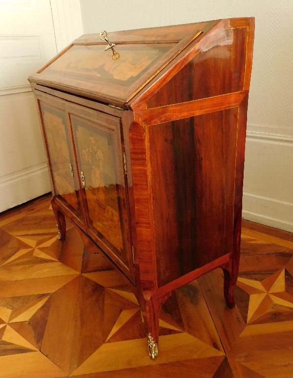 Topino : marquetry writing desk, Transition period - 18th century - stamped