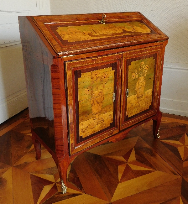 Topino : marquetry writing desk, Transition period - 18th century - stamped