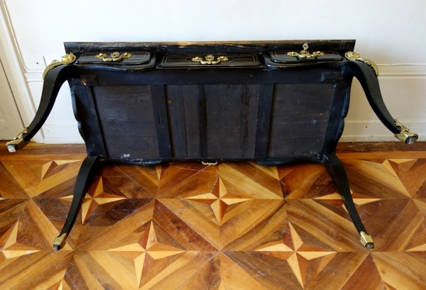Bureau plat de milieu en ébène d'époque Régence - XVIIIe siècle