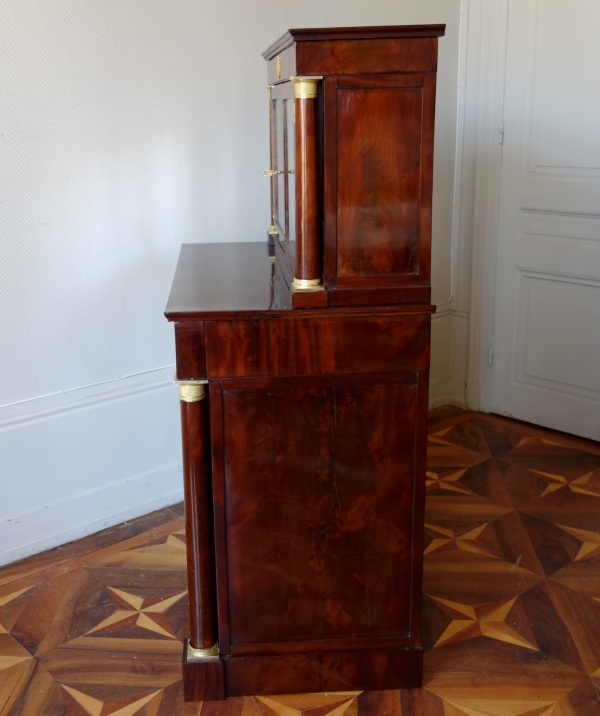 Meuble cabinet à secrets d'époque Empire en acajou et bronze doré au mercure