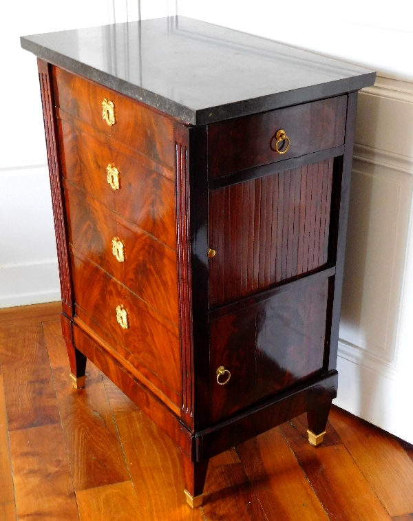 Louis XVI mahogany chest of drawers, side opening, France late 18th century