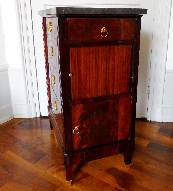 Louis XVI mahogany chest of drawers, side opening, France late 18th century