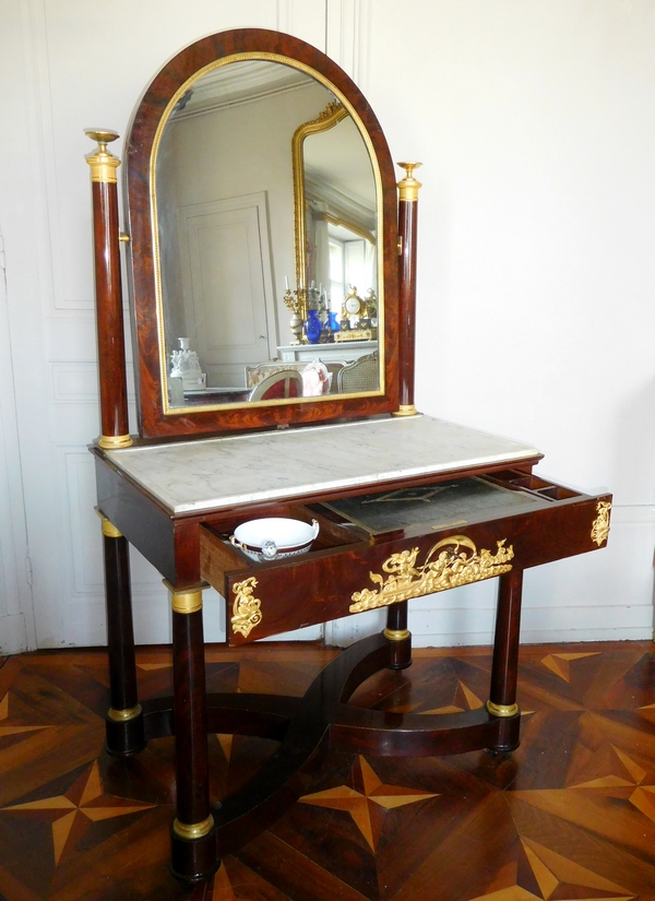 Empire mahogany and ormolu dressing table, early 19th century circa 1815