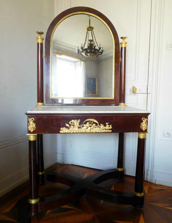 Empire mahogany and ormolu dressing table, early 19th century circa 1815