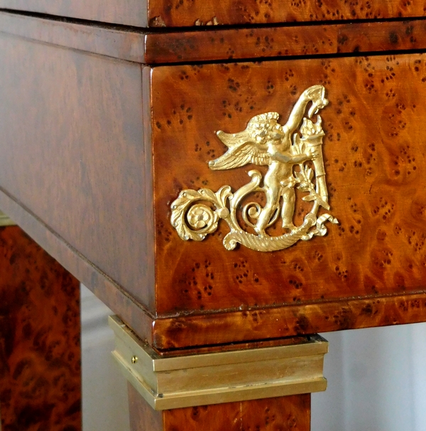 Empire burr wood writing table / dressing table - Empire period, early 19th century